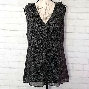 Marybelle Black and White Tie-Back Sleeveless Blouse, Size 1X